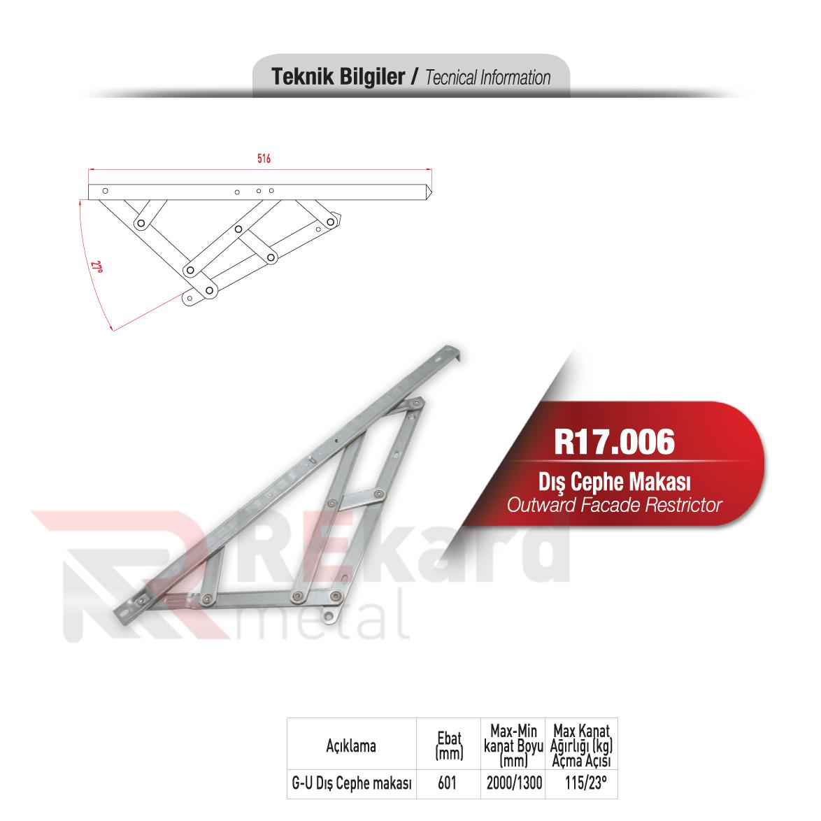 Rekard Metal | R17.006 Dış Cephe Makası