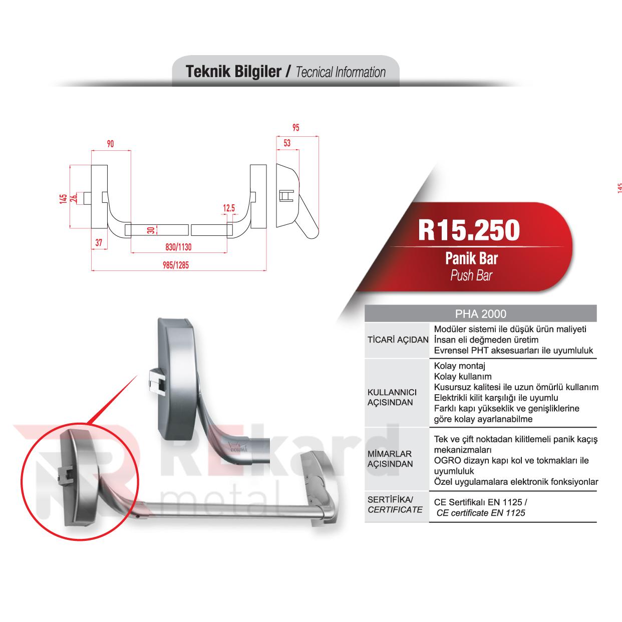 Rekard Metal | R15.250 Panik Bar
