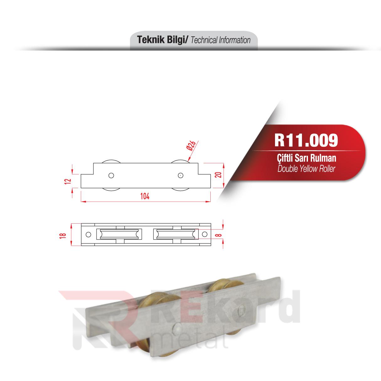 Rekard Metal | R11.009 Çiftli Sarı Rulman