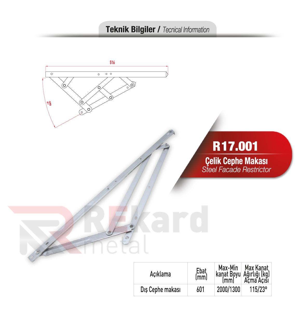 Rekard Metal | R17.001 Çelik Cephe Makası
