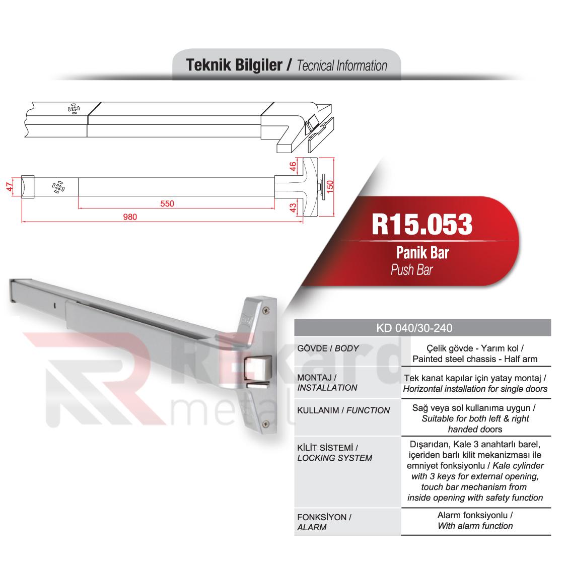 Rekard Metal | R15.053 Panik Bar