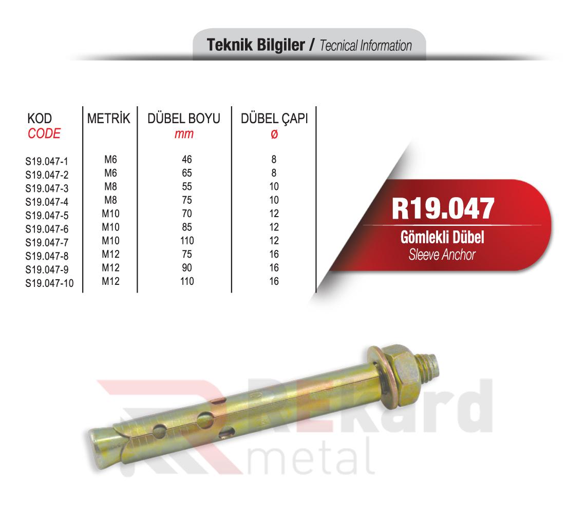 Rekard Metal | R19.047 Gömlekli Dübel