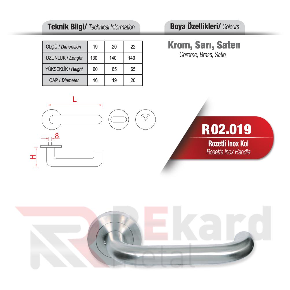 Rekard Metal | R02.019 Rozetli İnox Kol