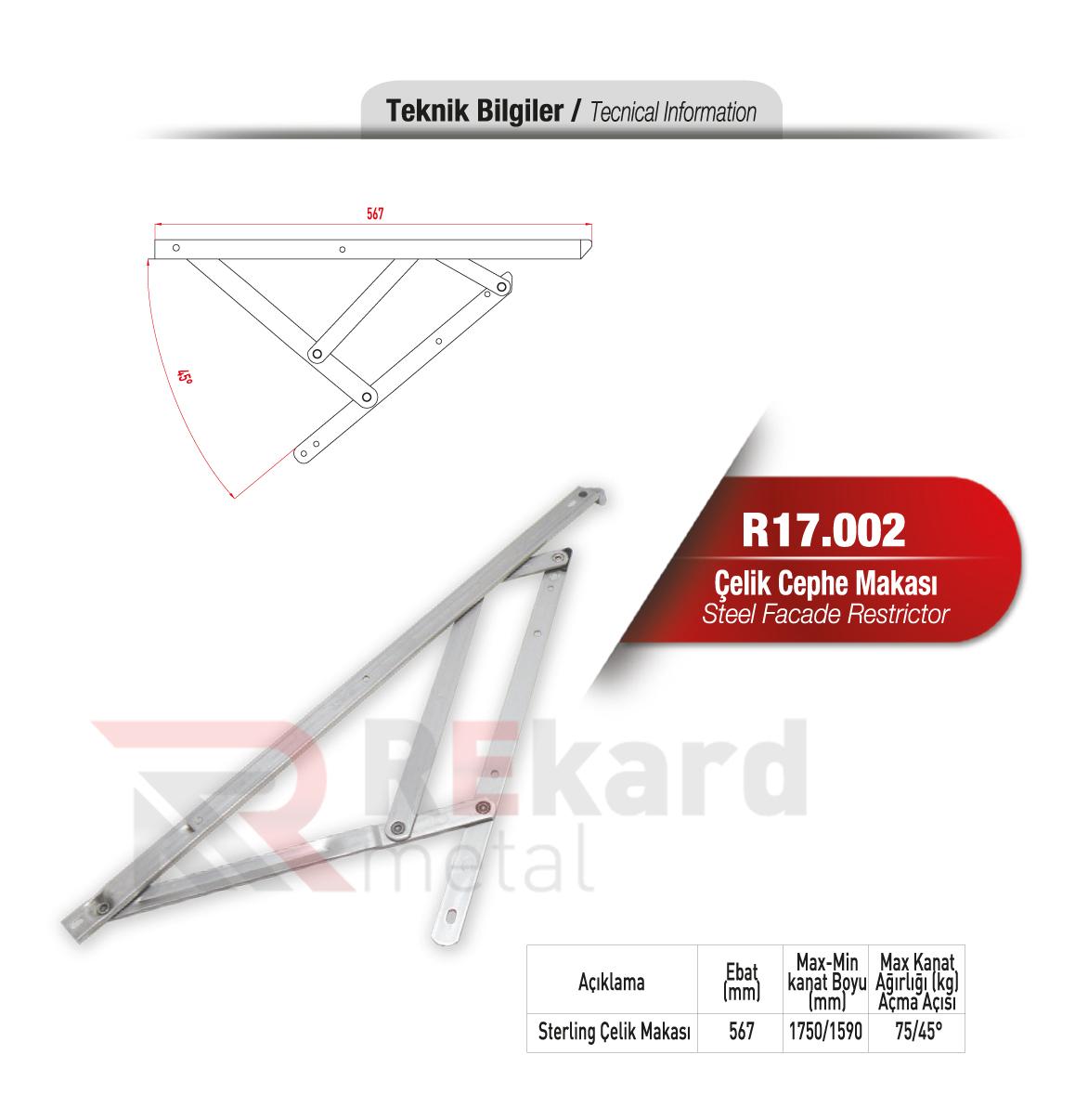 Rekard Metal | R17.002 Çelik Cephe Makası