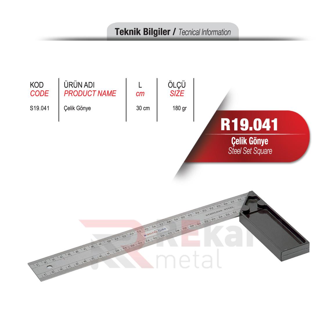 Rekard Metal | R19.041 Çelik Gönye