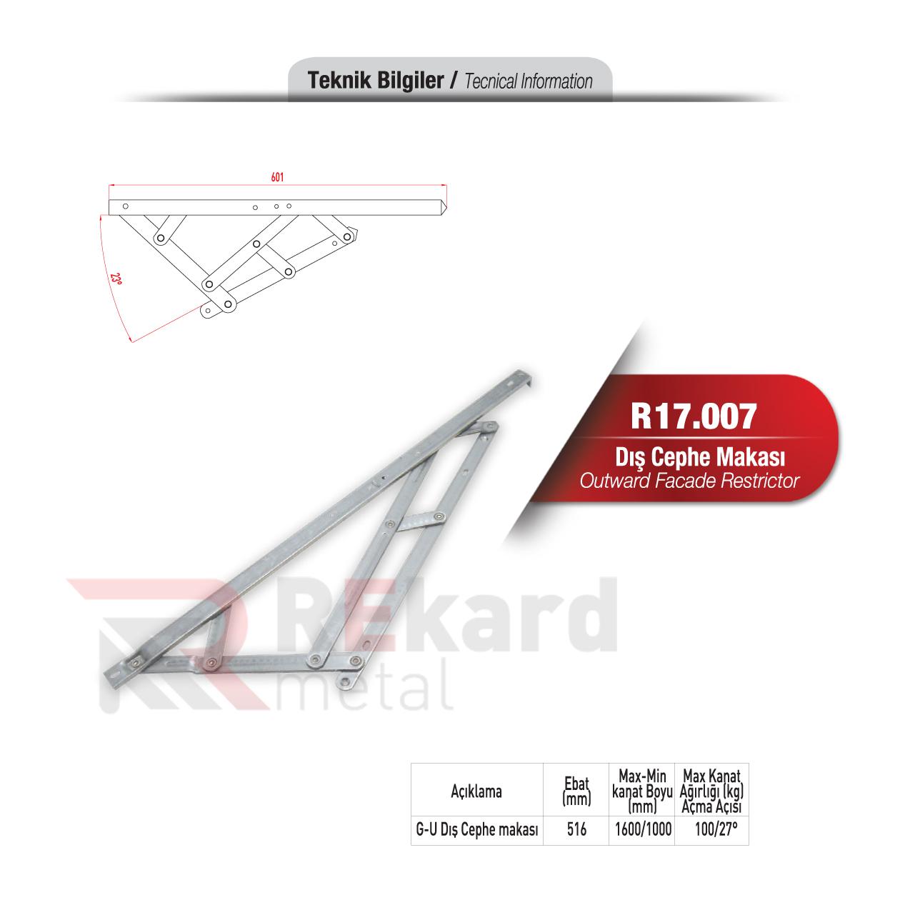 Rekard Metal | R17.007 Dış Cephe Makası