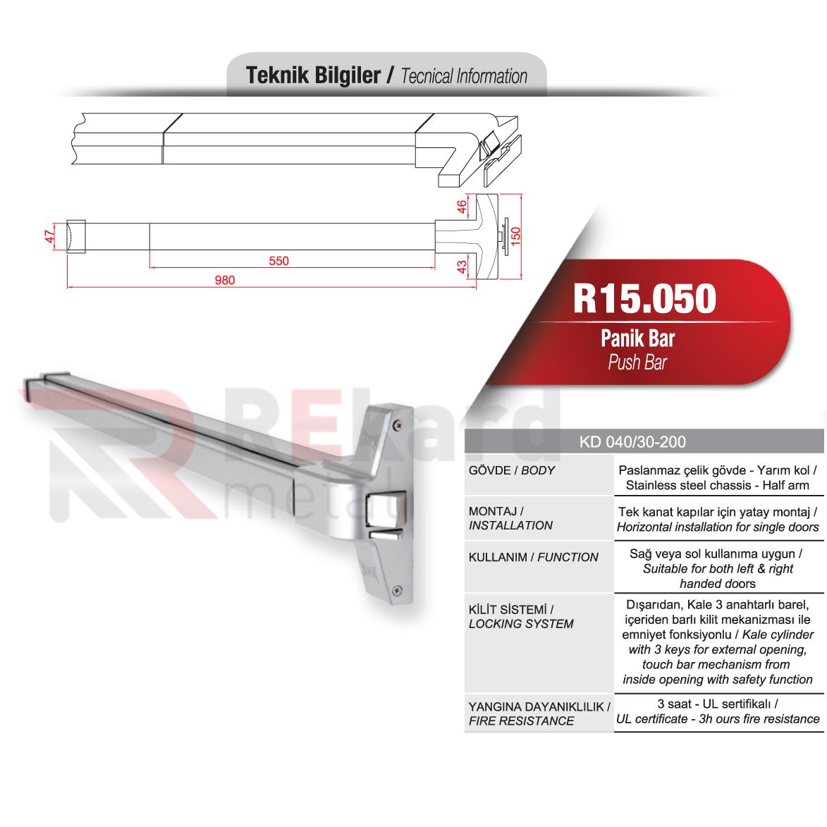 Rekard Metal | R15.050 Panik Bar