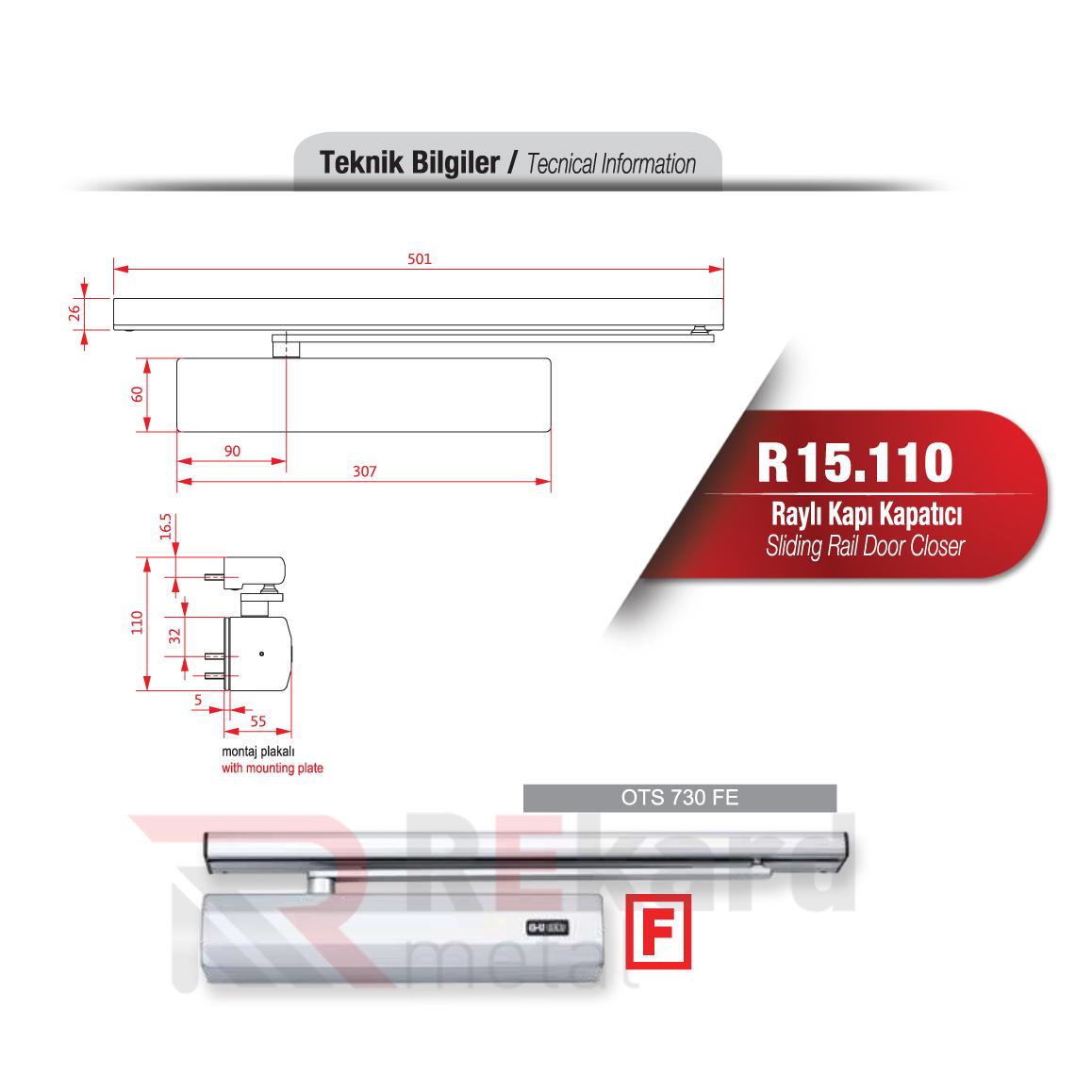 Rekard Metal | R15.110 Raylı Kapı Kapatıcı