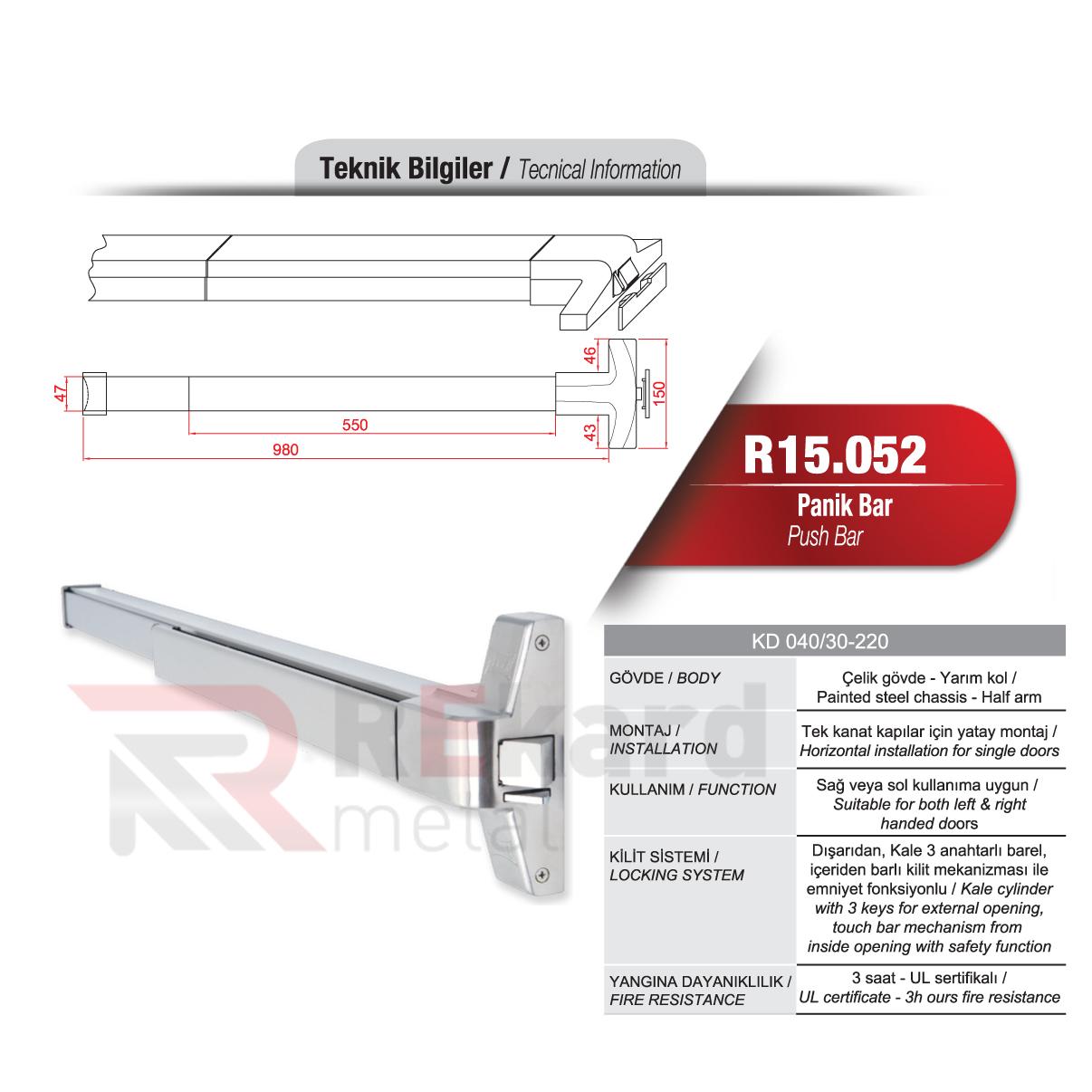 Rekard Metal | R15.052 Panik Bar